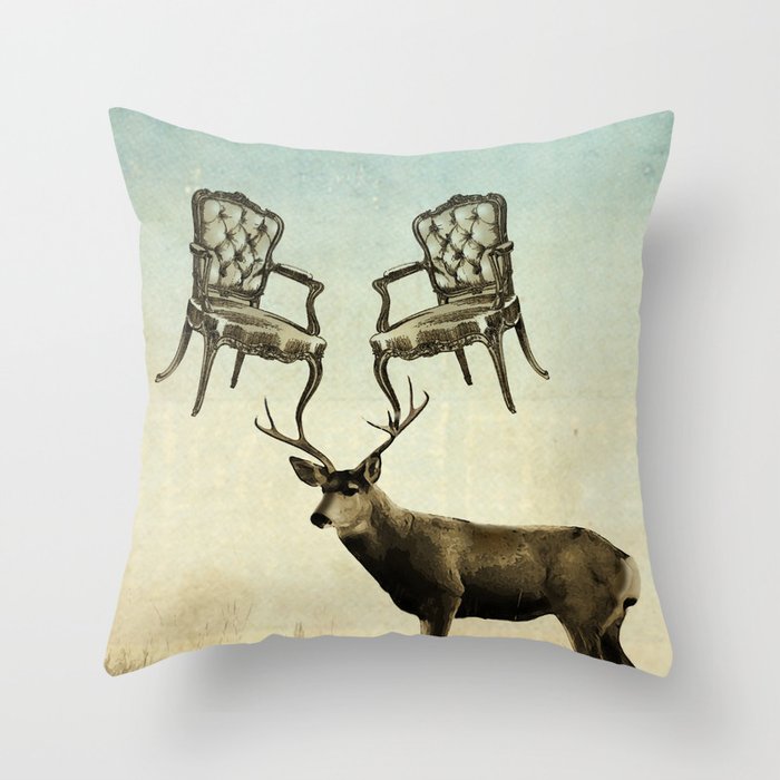 louis xv stag chairs Throw Pillow