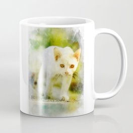 White kitten. Digital watercolor painting Mug