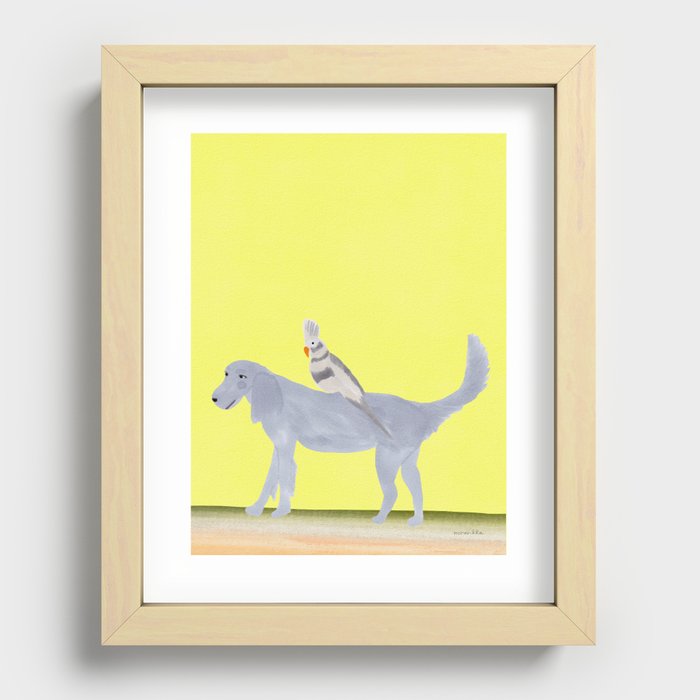 Bird on a Walking Dog  Recessed Framed Print