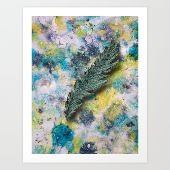 CRAYON LOVE: Aqua Feather Art Print