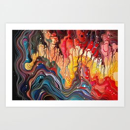 Vibrant Motion Psychedelic Flowing Fractals Art Print