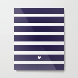 Preppy Navy Blue Stripes Metal Print