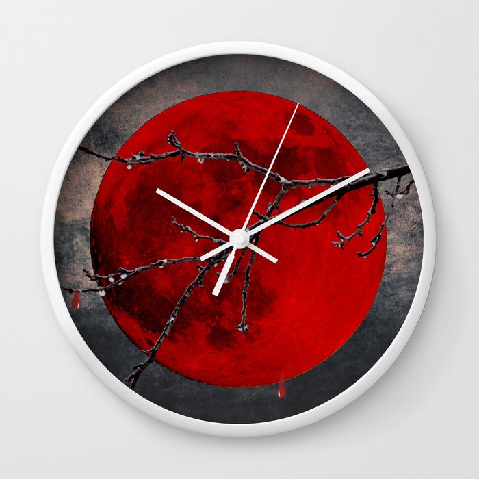 Modern Blood Red Moon Rain Gothic Decor A175 Wall Clock