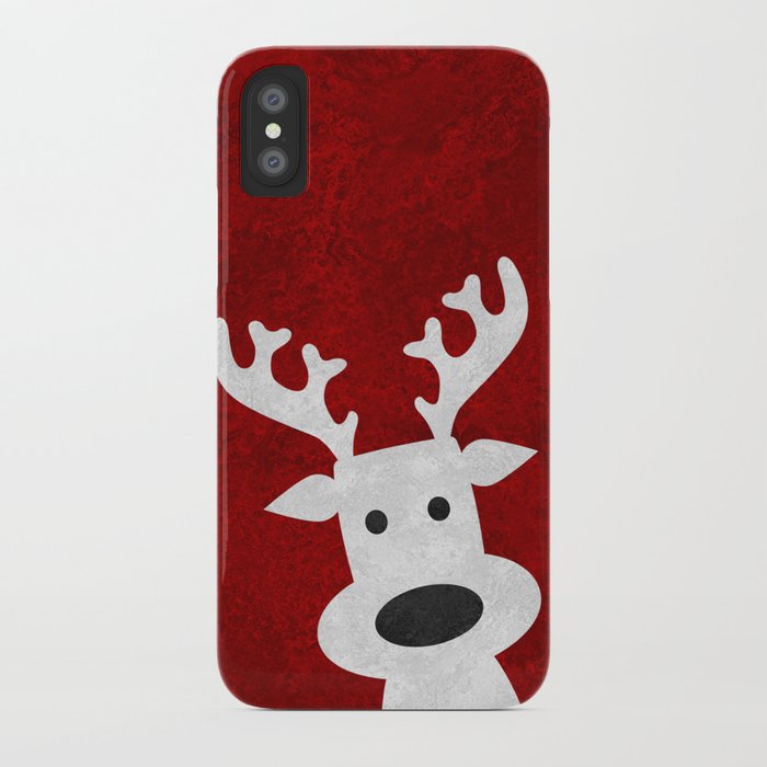 christmas reindeer red marble iphone case