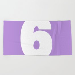 6 (White & Lavender Number) Beach Towel