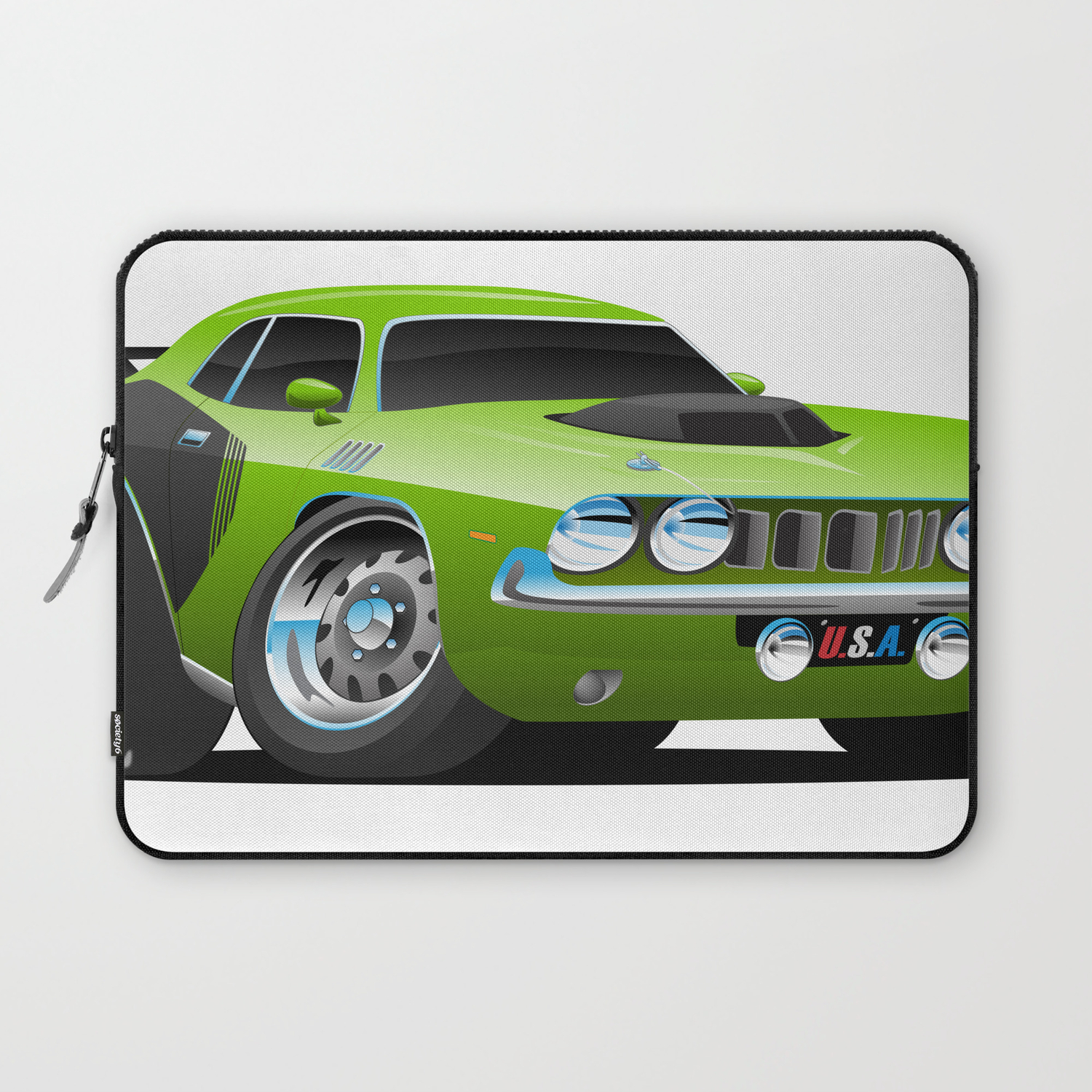 Classic Seventies Style American Muscle Car Cartoon Laptop Sleeve