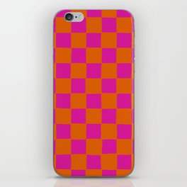 Bold Orange and Pink Checker Pattern iPhone Skin