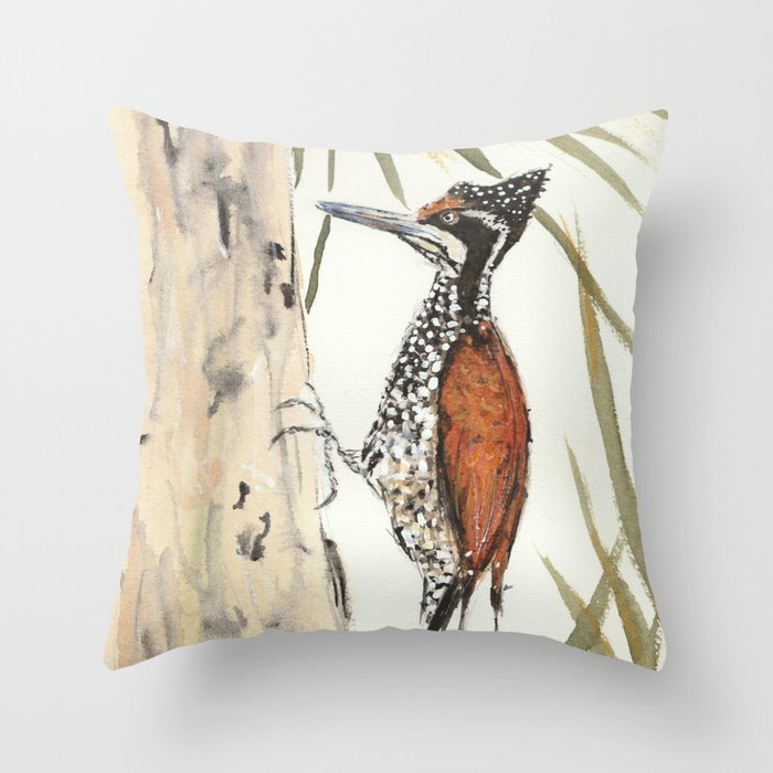 Palm Woodpecker Throw Pillow