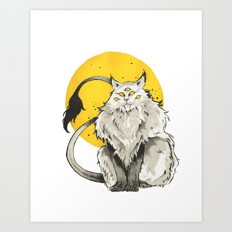 The Alien Cat Art Print By Rebeccaflaum Society6