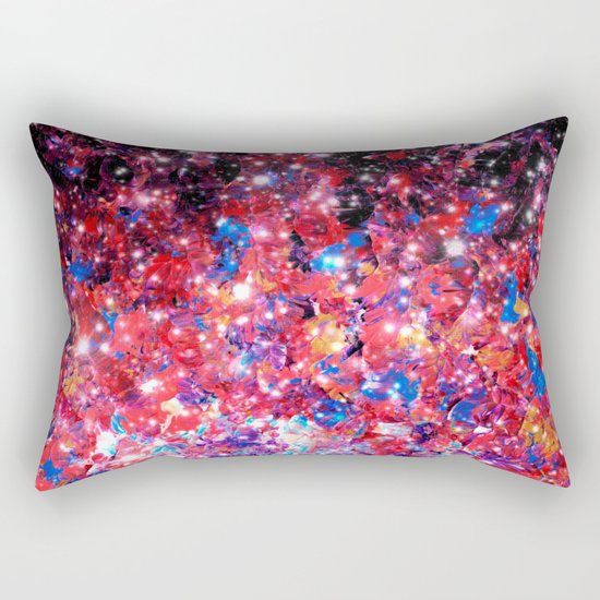 WRAPPED IN STARLIGHT Bold Colorful Abstract Acrylic Painting Galaxy Stars Pink Red Purple Ombre Sky Rectangular Pillow