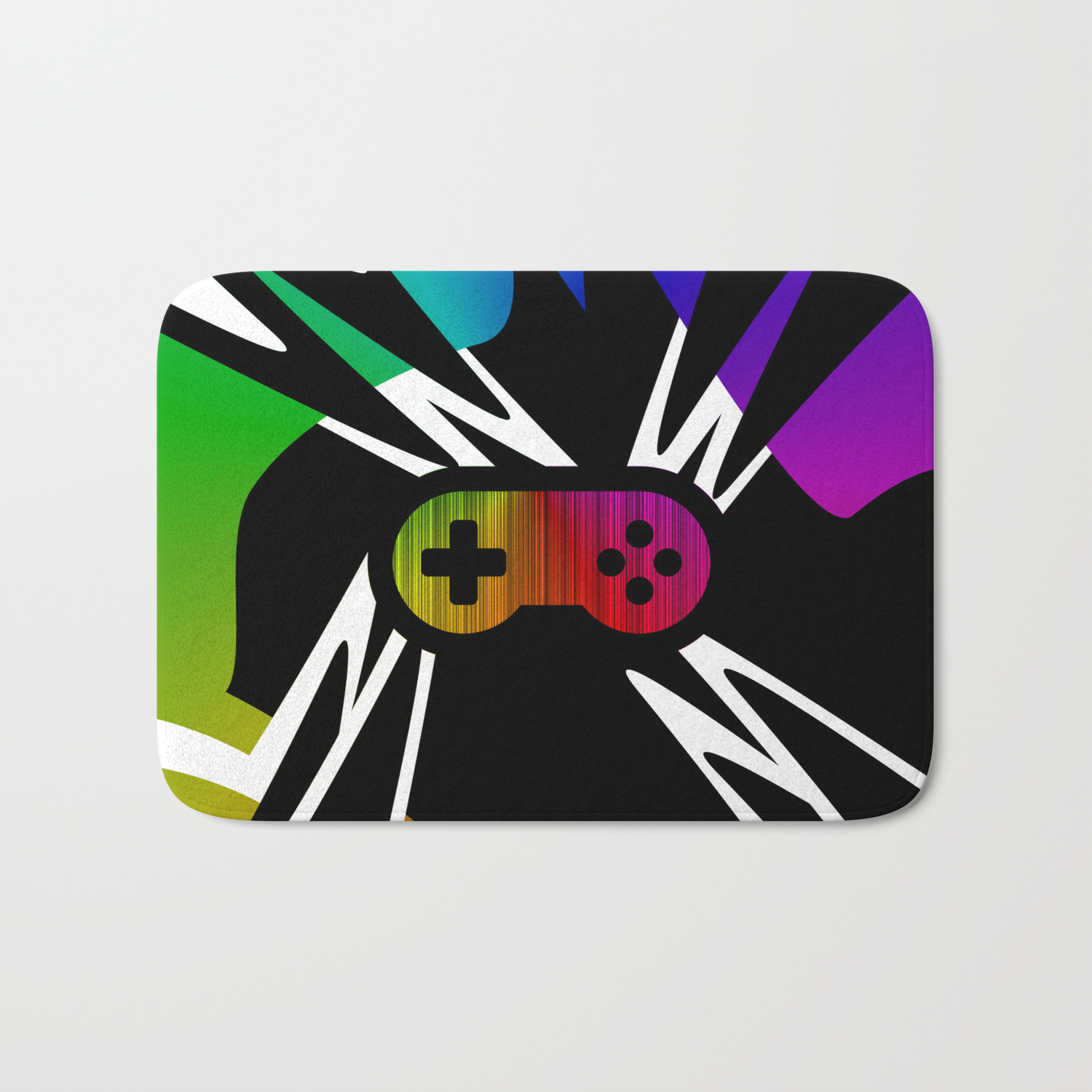 Rainbow Gamer Controller Bath Mat By Umeimages Society6