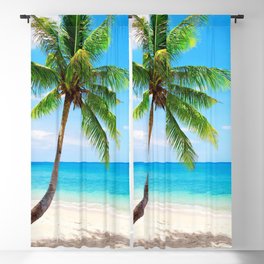 palm tree by the beach Blackout Curtain