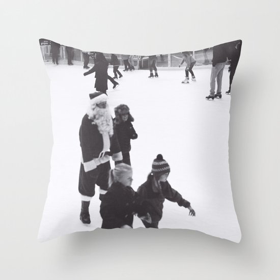 Skating Santa Throw Pillow