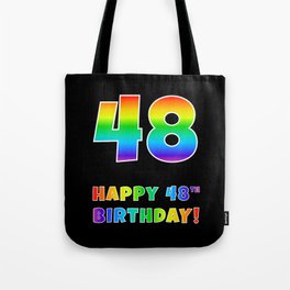 [ Thumbnail: HAPPY 48TH BIRTHDAY - Multicolored Rainbow Spectrum Gradient Tote Bag ]