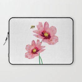 Pink Cosmos Flowers Honey Bee Art - Sweet Nectar Laptop Sleeve