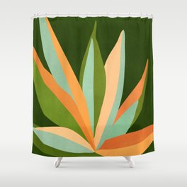 Colorful Agave Painted Cactus Illustration Shower Curtain