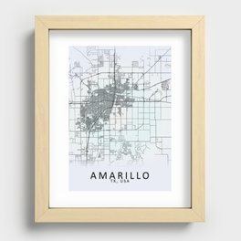 Amarillo TX USA White City Map Recessed Framed Print
