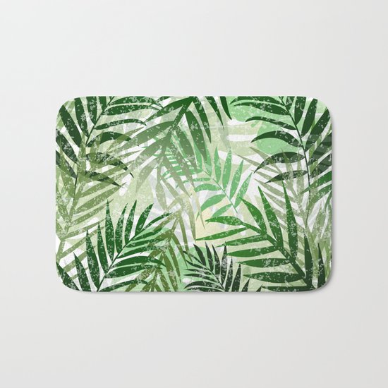 Tropical Green leaves Bath Mat