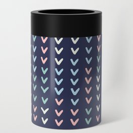 Pink and blue repeat heart pattern Can Cooler