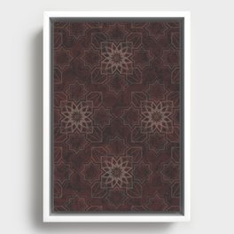 Geometric Floral Pattern in a Subdued Burgundy with Hints of Green Undertones Framed Canvas