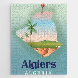 Algiers Algeria travel poster Map. Jigsaw Puzzle