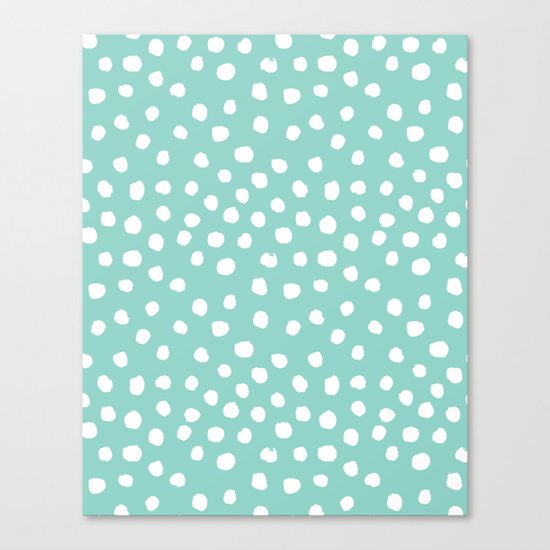 Minty mini painted dots polka dots mint pastel dotty trendy gender neutral must have dorm college Canvas Print