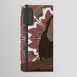 Awesome Toucan sitting on a branch on a red brown patterned background Android Wallet Case