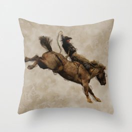 Western-style Bucking Bronco Cowboy Throw Pillow