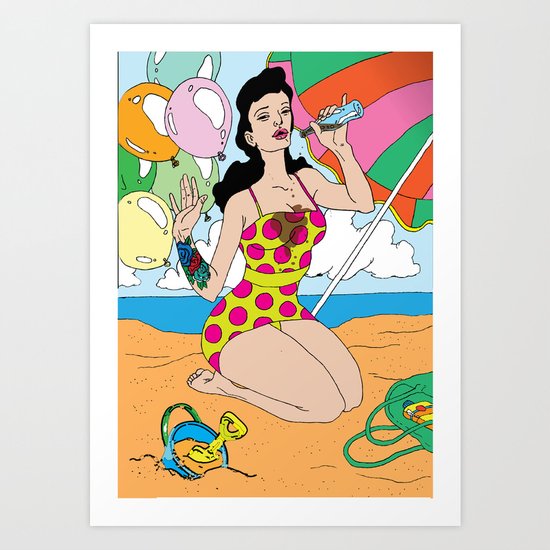 tattoo girl Art Print