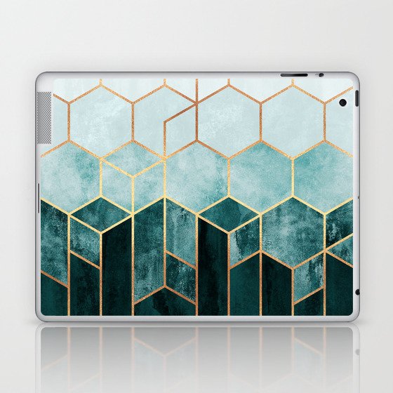 Teal Hexagons Laptop & iPad Skin