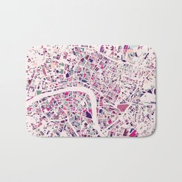 London Mosaic Map #5 Bath Mat | Art, Plan, Vintage, Map, Purple, White, Digital, Pop Art, Seventy, Paint 