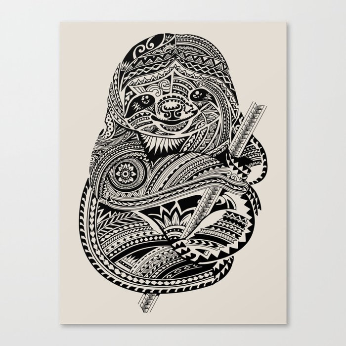 Polynesian Sloth Canvas Print
