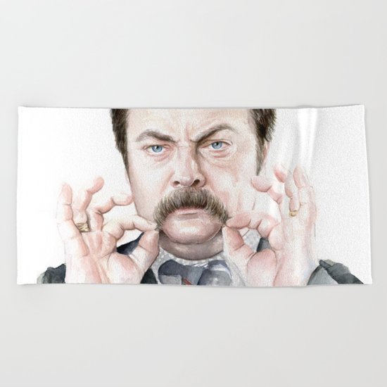 Swanson Mustache Beach Towel
