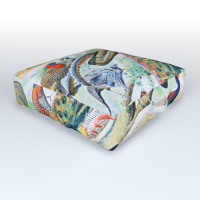 Adolphe Millot "Birds" 3. Outdoor Floor Cushion