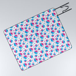 Pattern with Baby Feet  and Hearts in pink and blue color Picnic Blanket