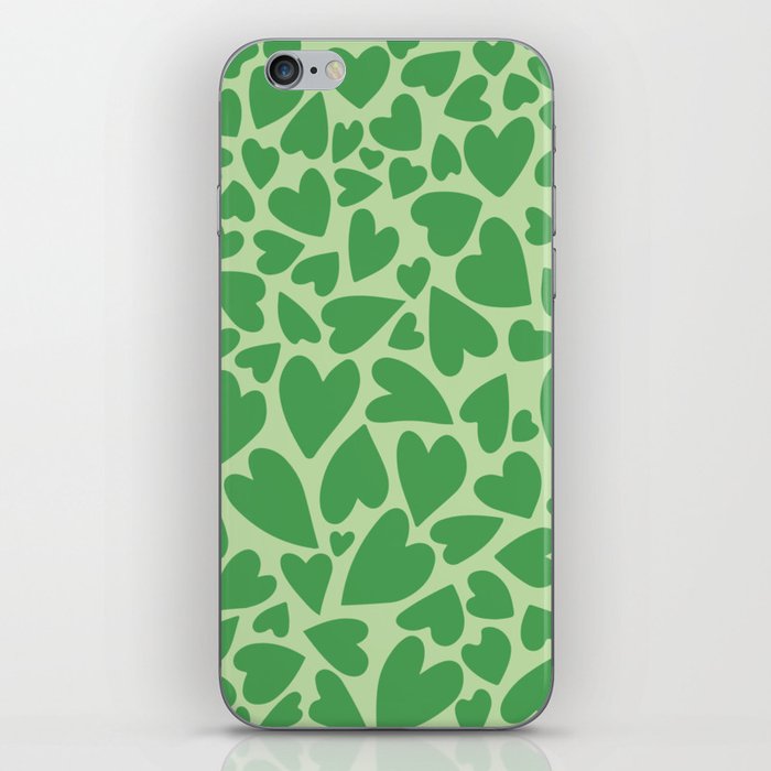 Forest Green Warped Hearts iPhone Skin