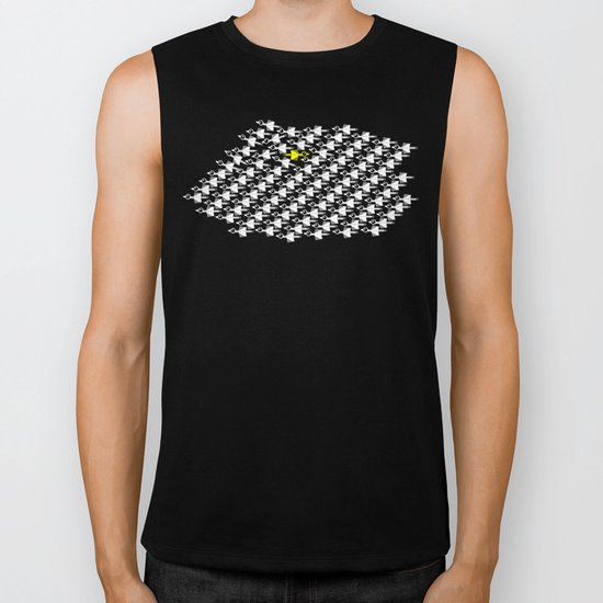Blue and White Bird Pattern Biker Tank