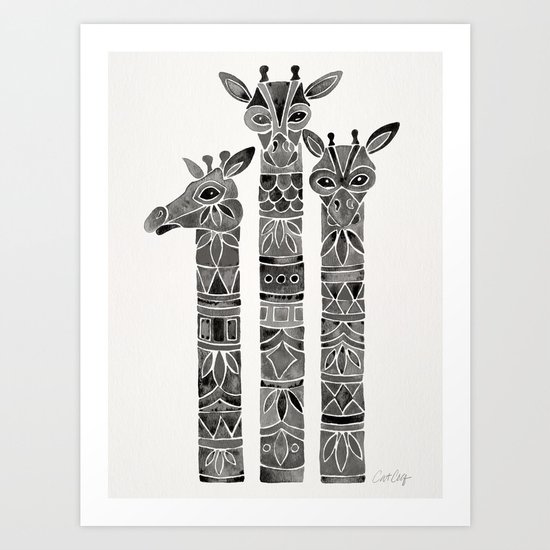 Black Giraffes Art Print