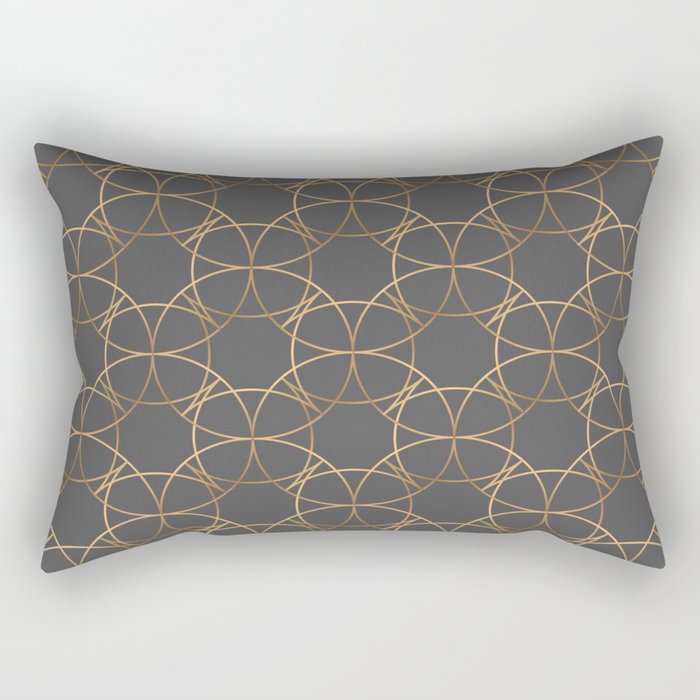 Gray and Gold Luxury Rectangular Pillow
