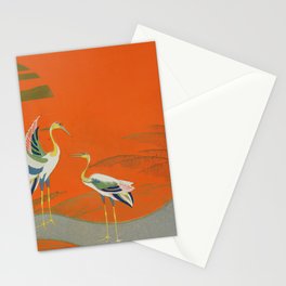 Japanese Woodblock art Birds at sunset on the lake Kamisaka Sekka Stationery Card