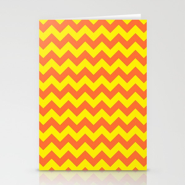 Burnt Orange and Canary Yellow Chevrons Stationery Cards