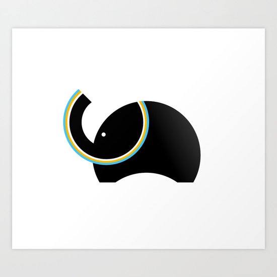 Retro Elephant Art Print