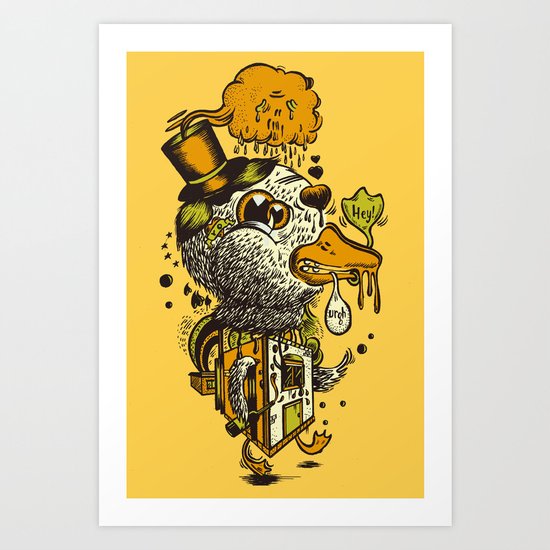 A Disorientated Duck Goes For A Stroll Art Print