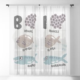 B of barnacle blobfish and barracuda Sheer Curtain