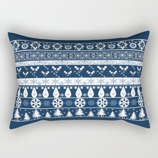 Retro . Christmas pattern . Blue background . Rectangular Pillow