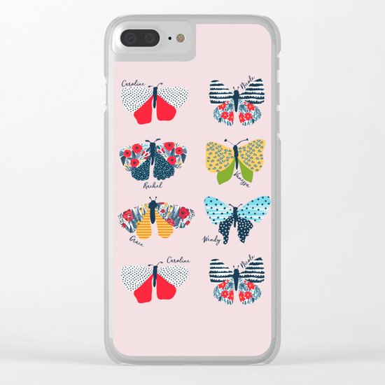 Funny butterflies illustration Clear iPhone Case