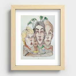Watercolor Family Faces Recessed Framed Print
