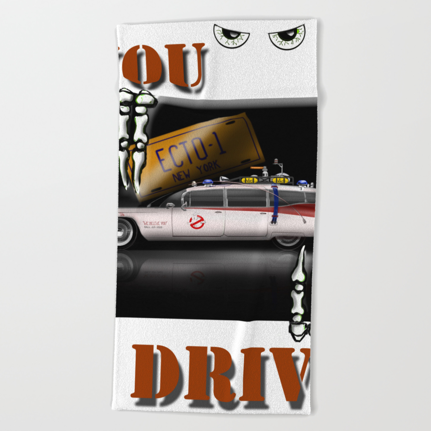 Ecto 1 Car Cool Ghostbuster Car Beach Towel By Hsdesigner Society6