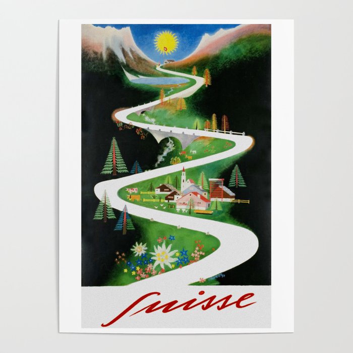 0246 Vintage Travel Poster Art Valais Switzerland 