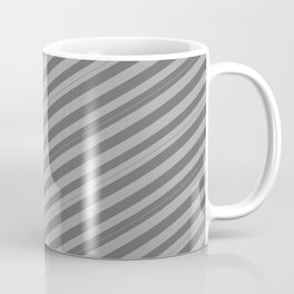 [ Thumbnail: Dark Grey and Dim Gray Colored Lined Pattern Coffee Mug ]